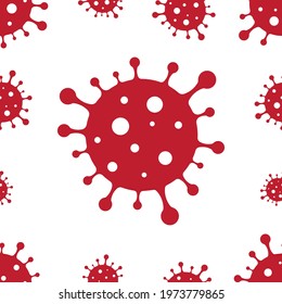 Red COVID-19 virus isolated on white background, Seamless pattern background illustration vector