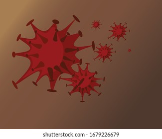 Red Covid19 viruses with Brown background