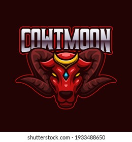 Red Cow Bull E-sports Mascot Gaming Logo Template