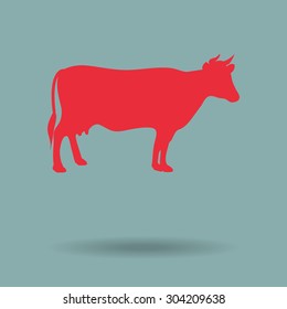 Red Cow - vector silhouette