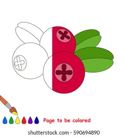 Red Cowberry in vector to be traced, restore dashed line and color the picture, the simple visual game with easy education game level for preschool kids.