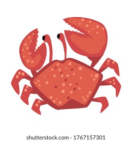Red Crab Animal, Marine Life Element, Sea or Ocean Creature Vector Illustration