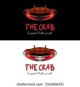 Red crab with big claw for retro vintage seafood restaurant logo design idea 