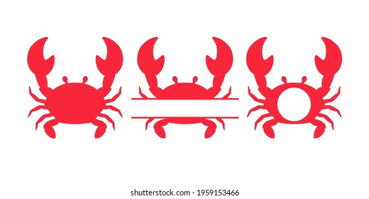 Red crab with big claws Leave space for adding text. Isolated on white background.