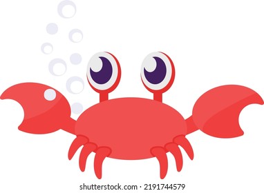 Red Crab with bubble Concept, seafood vector color icon design, Deep sea creature symbol, Aquatic Elements Sign, Underwater animal stock illustration