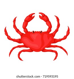 Red Crab Cartoon Decapods Crustaceans Seafood Stock Vector (Royalty ...