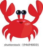 Red crab cartoon illustration vector isolated on white background
