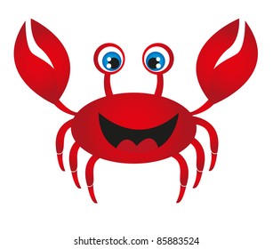 red crab cartoon isolated over white background. vector