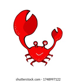 Red crab in cartoon style, vector illustration for your design and decor
