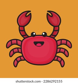 Red crab Cartoon Vector Icon Illustration. sea ​​animal vector premium icon, Flat Cartoon Style