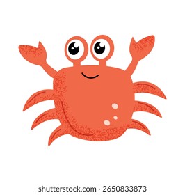 Red crab character in flat style. Marine animal vector illustration. Isolated on white