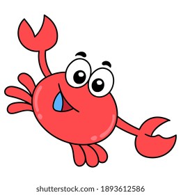red crab emoticon, character cute doodle draw. vector illustration