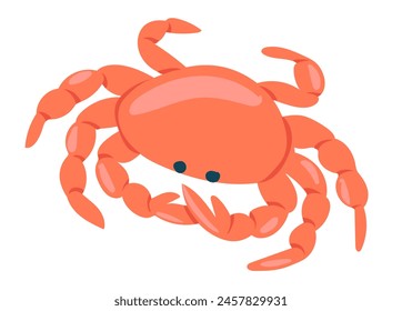 Rote Krabbe im flachen Design. Tropische Unterwasser-Krebstiere mit Krallen. Vektorillustration isoliert.