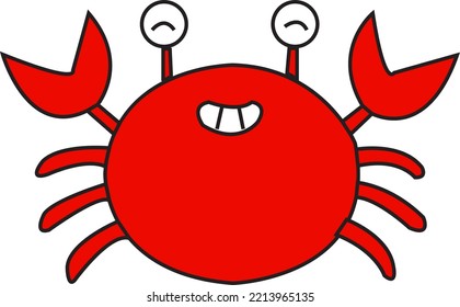  Red Crab. flat simple cartoon and mascot style. suitable for symbol logos and shirt designs