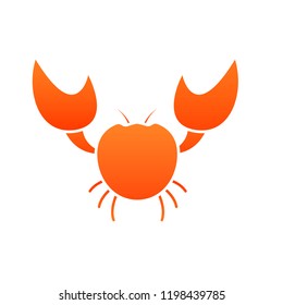 Red crab glyph icon. Seafood clipart isolated on white background