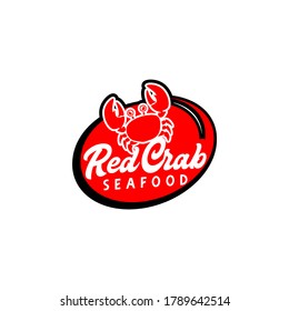 Red Crab Grilled Logo Template Vector for Seafood Restaurant 