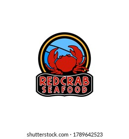 Red Crab Grilled Logo Template Vector for Seafood Restaurant 