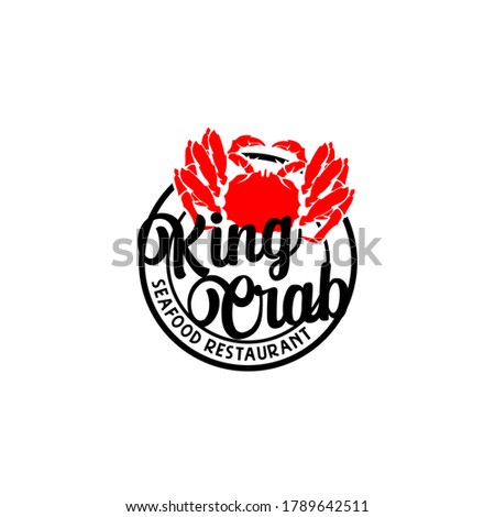 Red Crab Grilled Logo Template Vector for Seafood Restaurant 