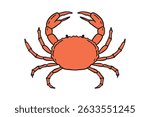 red crab icon doodle hand drawn. Cartoon colorful crab line drawing clipart symbol. Vector illustration