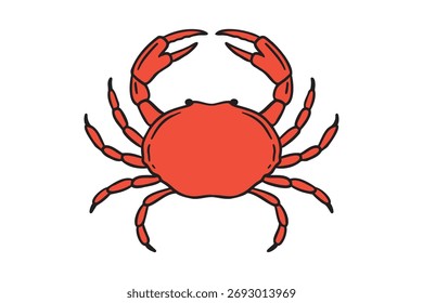 red crab icon doodle hand drawn. Cartoon colorful crab line drawing clipart symbol. Vector illustration