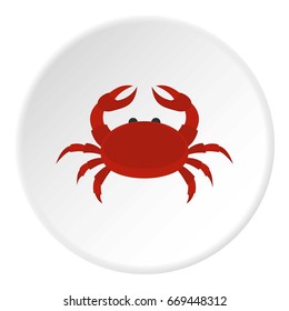 Red crab icon in flat circle isolated on white background vector illustration for web