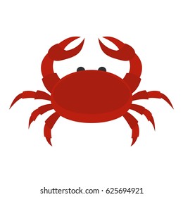 Red crab icon flat isolated on white background vector illustration