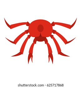 Red crab icon flat isolated on white background vector illustration