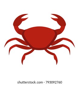 Red crab icon flat isolated on white background vector illustration
