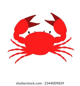 Red Crab Icon Flat Style Illustration
