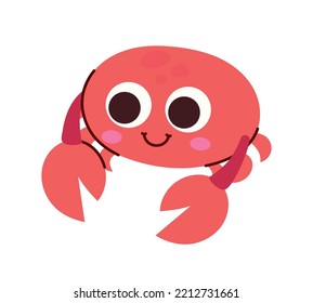 Red crab icon. Representative of seabed, underworld, animal with spikes. Charming character, mascot or toy for children. Sticker for social networks and messengers. Cartoon flat vector illustration