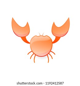 Red crab icon. Seafood clipart isolated on white background