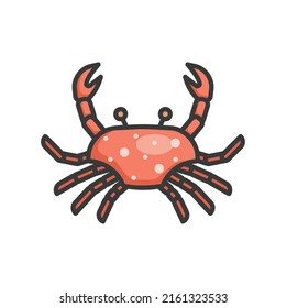 Red crab illustration icon with line and glow