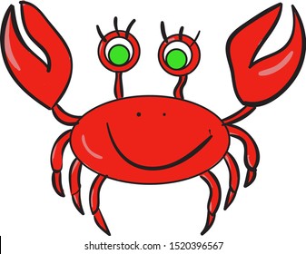 rote Krabbe, Illustration, Vektorgrafik auf weißem Hintergrund.