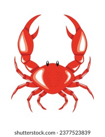 Red crab isolated icon on white background. Vector illustration.