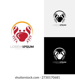 Rote Krabbe Logo mit starken und großen Krallen, Meeresfrüchte Logo Restaurant