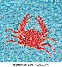 Red crab mosaic, vector illustration