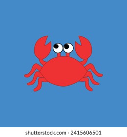 El cangrejo rojo sobre el fondo azul