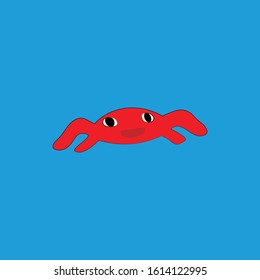 Red crab on the light blue background