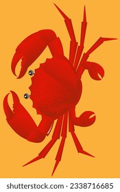 red crab on orange background