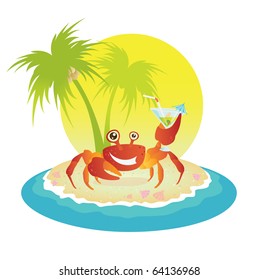 Red crab on a tropical island