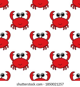 Red crab pattern. Hand-drawn modern vector pattern design for web, textile, wallpapers. Seafood and shellfish conceptual drawing. High protein food. 