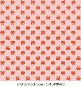 Red crab with pink background repeat pattern