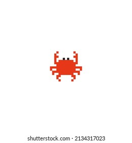 Red Crab Pixel Art. 8 bit. vector illustration. 
