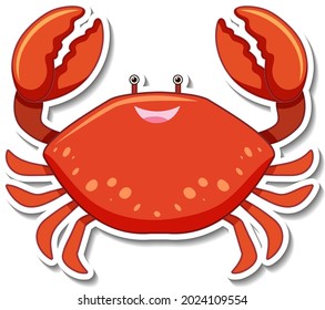 Red crab sea animal cartoon sticker illustration