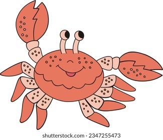 Red crab, sea creature. Colorful cartoon character