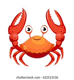 Red crab, sea creature. Colorful cartoon character
