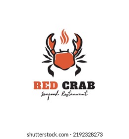 Red crab seafood restaurant icon logo design