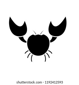 Red crab silhouette icon. Seafood clipart isolated on white background