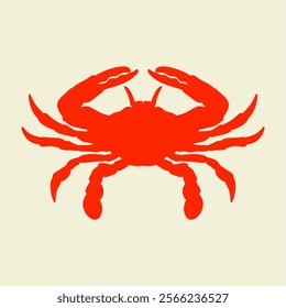 red crab silhouette isolated on color background. seafood logo, mascot, icon