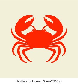 red crab silhouette isolated on color background. seafood logo, mascot, icon